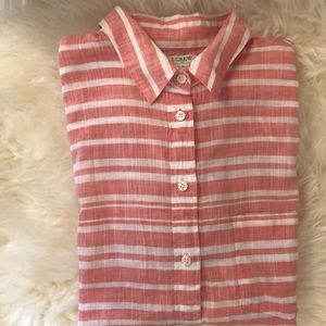 J.Crew Salmon Striped Collared Shirt